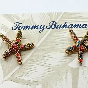 Tommy Bahama Starfish Earrings with Multicolor Stones NWT